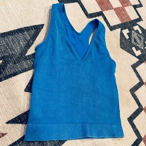 JoyLab Blue Slim Fit Ribbed Tank with Built in Bra